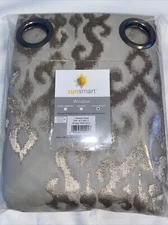 SunSmart Mirage 50" x 95" Knit Damask Total Blackout Window Panel - Champagne