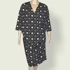 Jennifer Lopez Woman | Deep V-Neck Geometric Long-Sleeve Dress | Sz 0X