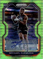 2020 Panini Prizm Rookie Auto Prizms Neon Green Pulsar Michael Ojemudia Auto FB