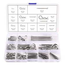 100 PCS 13 Sizes Stainless Steel Cotter Pins Assortment Kit, R Clips, Hitch Pin 
