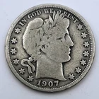1907-S Barber Half Dollar 50 Cents San Francisco 90% Silver Fine F Condition