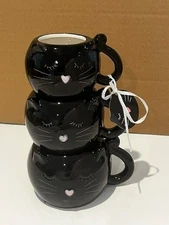 Cat Lover Mugs Cups Gift or Personal 3 piece Stackable