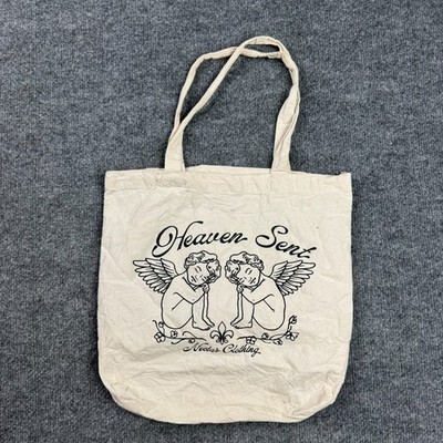 Nectar Clothing Heaven Sent Angel Cherub Canvas Tote Bag Cream Graphic Eco Frien