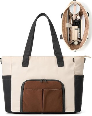Tote Bag with Stanley Cup holder & Laptop Compartment, Work Bag for Women Wit...