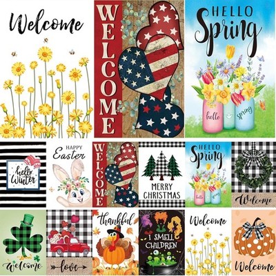Double-Sided Garden Flag Set of 12 - Seasonal 12x18 Inch Outdoor Decorations