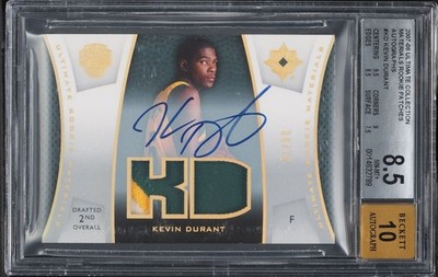 /10 ROOKIE RC Kevin Durant 2007-08 Upper Deck UD Ultimate GAME JERSEY PATCH AUTO