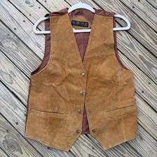 Don't Stop Classics Vintage Brown Suede Leather Western Snap Front Vest Size Sma