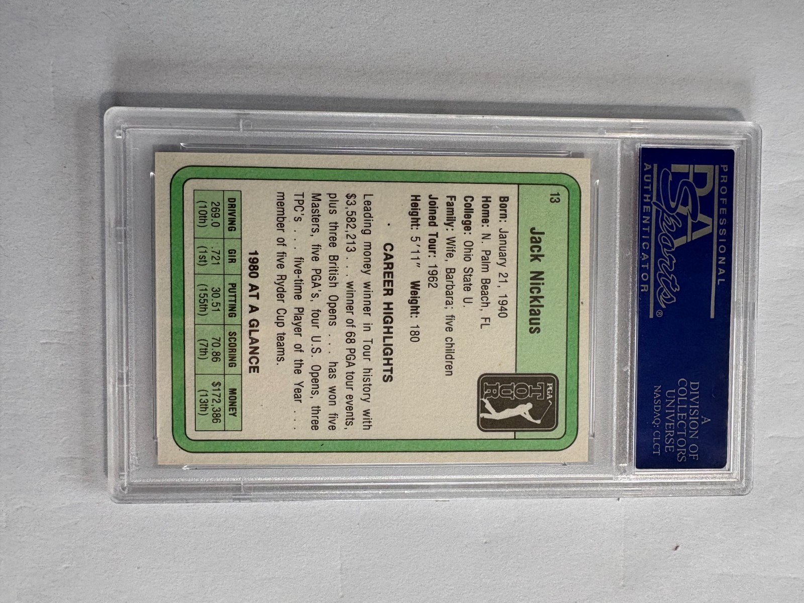 1981 DONRUSS GOLF JACK NICKLAUS ROOKIE CARD #13 GEM MINT 10 PSA 10 view 11