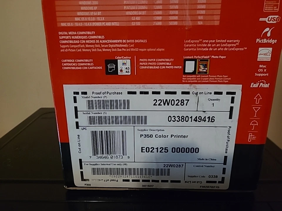 Lexmark P350 Portable 4" x 6" Color Photo Printer 22W0287  - Image 2 of 4