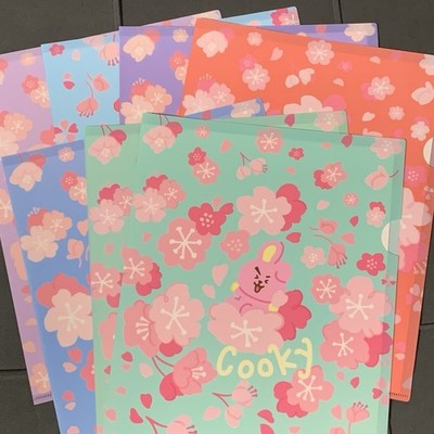 Kawaii BT21  Cherry Blossom  Single Pocket Vinyl Folder (1 PC) LINE X BTS