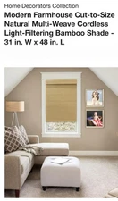 Bamboo Natural Multi-Weave Cordless Light-Filtering  Shade - 31 in. W x 48 in. L