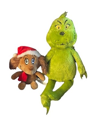 Dr. Seuss How The Grinch Stole Christmas Santa Max Dog Plush Toy & Plush Grinch