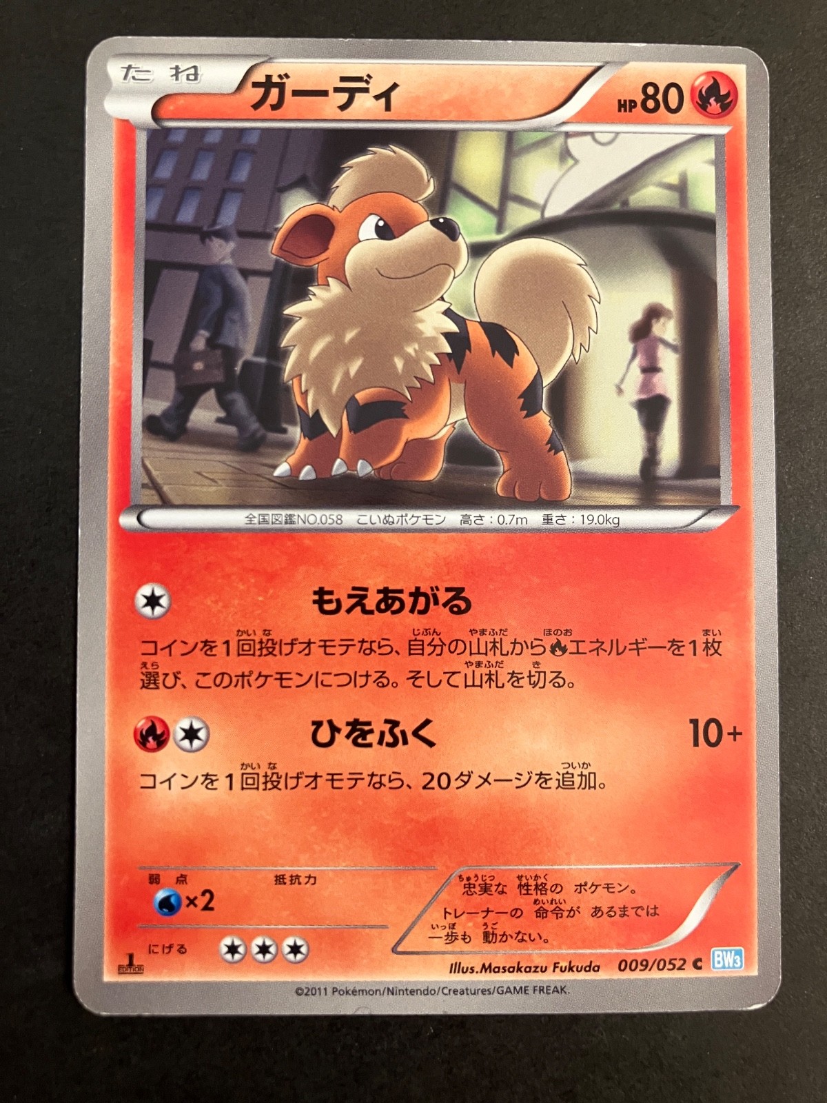 MP Growlithe 009/052 Bw3: Hail Blizzard Regular (Japanese) 1st Edition US Seller