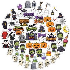 70-Piece Cute Halloween Sticker Set, Waterproof Plastic Stickers Multicolor