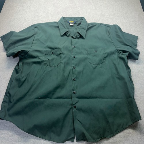 OshKosh B'Gosh Men's Work Shirt, Green, Short Sleeve Snap Front 4XLB Made in USA