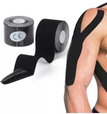 2 PACK Kinesiology Sports Tape Athletic 2" wide and 16 feet BLACK COLOR