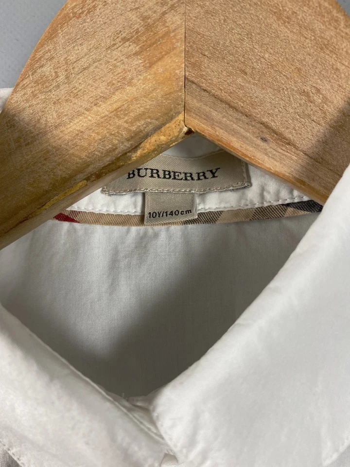 Burberry Boys White Big Logo Nova Check Long Sleeve Button Down Shirt 10Y 140cm - Image 4 of 4