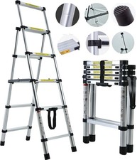 Aluminium Telescopic Folding Step Ladder Heavy Duty Extendable Stepladder Home