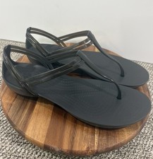 Crocs Isabella T-Strap Comfort Sandals Black Women’s Size 9