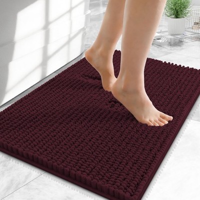 OLANLY Thick Small Bathroom Rugs 24x16, Extra Soft 24'' X 16'', Black Cherry