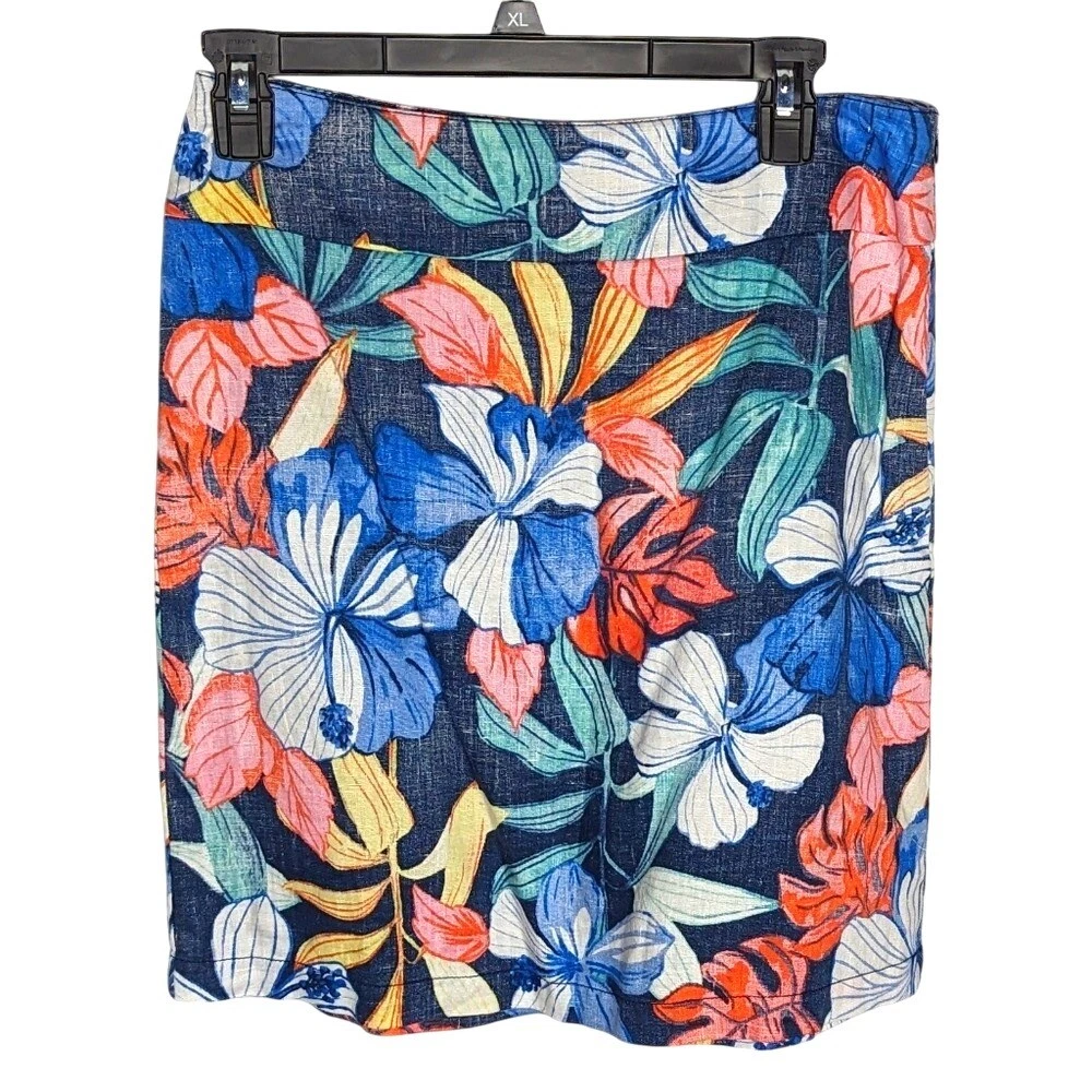 Tommy Bahama Linen Skirt Tropic Floral Print NWT Vacation Resort Coastal