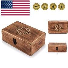 Handmade Wooden Jewellery Trinket Box Keepsake Storage Organizer with Hand Ca...