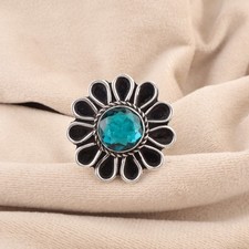 Natural Apatite Gemstone Band Ring Size 925 Sterling Silver Jewelry