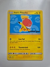 Ash's Pikachu SM114 Black Star Promo Pokemon TCG Card 2017 NM