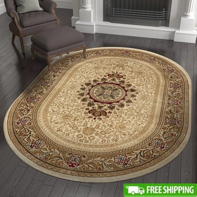 Traditional Area Rug Oriental Design Stain Resistant Durable Indoor Easy Care US