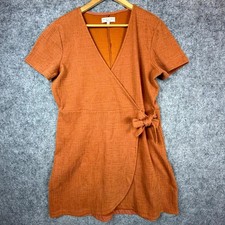 Madewell Texture & Thread Wrap Dress Womens XL Burnt Orange Textured Boho Earthy