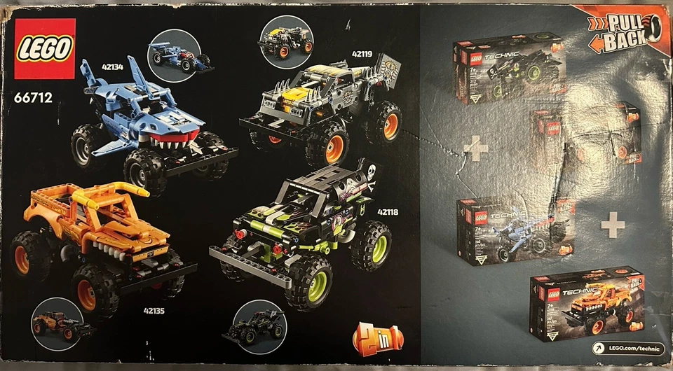 NEW LEGO TECHNIC 66712 Monster Jam Collection 4 Pull Back Trucks - Image 4 of 4