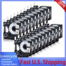 20PK Black on White Permanent Polyester 9mm Label Tape 18482 Fit DYMO Rhino 5200