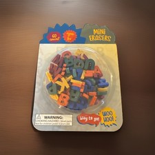MINI ERASERS SHAPES 60 COUNT NEW IN BOX SEALED LOT OF 3 PACKS BACK2SCHOOL A53