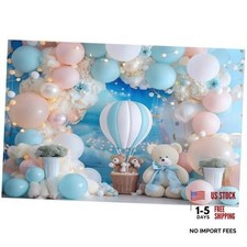 Bear Flower Balloon Arch Backdrop 5x3ft Hot Air Balloon 5ftx3ft Style 7