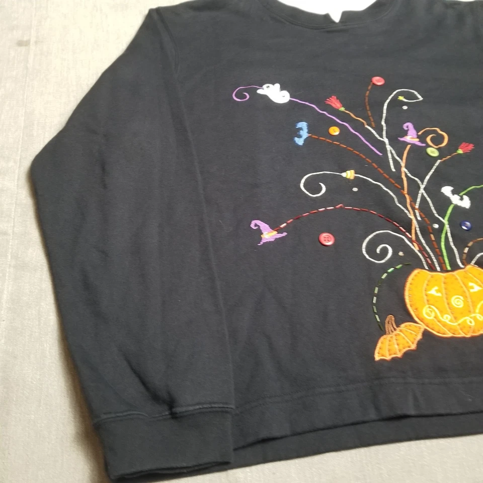 Moletom vintage Halloween abóbora branco veado fantasma anos 90 Y2K outono vovó XL 16/18 - Imagem 4 de 4