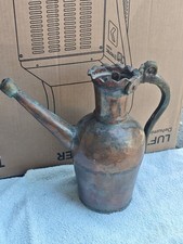 Antike Kanne Wasserkanne aus Kupfer und Messing, Handgefertigt, ca. 1880  /mm