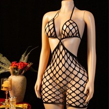 Mesh Lingerie Set Sexy Halter Bodysuit Role P...