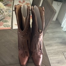 Womens Brown Western Fringe Cowboy Boots, Poi...