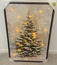 Viral Snowy Tree LED Lighted Canvas Wall Art , Cozy Christmas Home Decor New