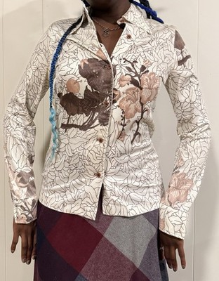 Vintage Country Set Women s Floral Button Up Shirt Long Sleeve Boho Cottagecore
