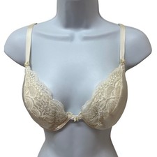 Oscar de la Renta Lingerie Vintage Ivory Lace Satin Underwire Bra 36C 1027 USA