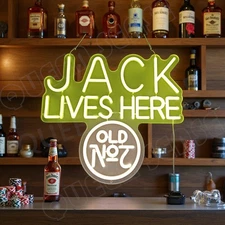16"x15"  Jack Lives Here No Old 7 LED Neon Sign With Dimmer USB Powered Light VL