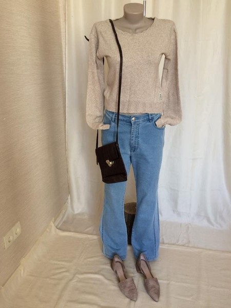 Women Armani Jeans Sweater Beige Cotton 34 / XS /