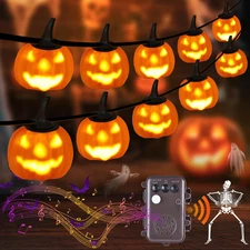 Motion Sensor Animated Halloween Pumpkin Lights with Dynamic Face and Music