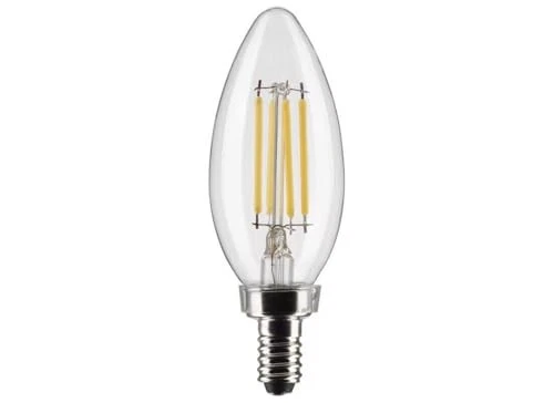  S21820 4 Watt B11 LED Bulb, Clear, Candelabra Base, 3000K, 350 Lumens, 120  - Picture 3 of 5