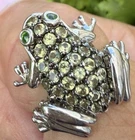 Sterling Silver Frog Peridot 925 Diopside Toad Ring Size 8.75 Vintage