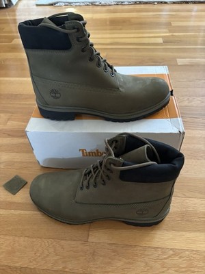 Timberland Premium 6 Inch Lace Waterproof Boot Sz 12M Olive Nubuck