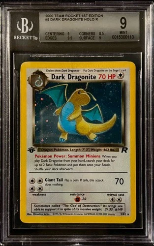 Dark Dragonite 1st Edition Team Rocket Holo Foil BGS PSA 9 Pokemon Card #5