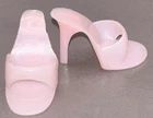 Vintage Barbie Doll Pale Pink Open Toe Heels Shoes Mules Japan OT