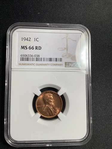 Beautiful High Grade 1942 Lincoln Cent.  NGC GRADED MS66 RED